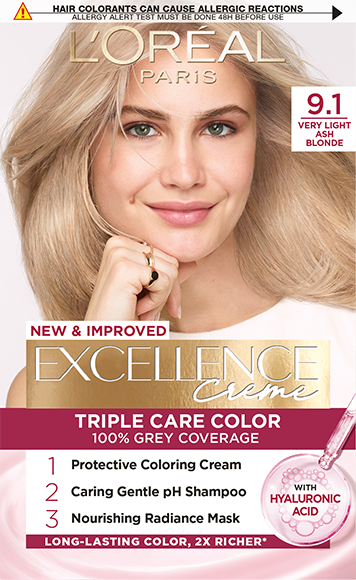 Boja za kosu 91 vrlo svijetla pepeljasto plava Excellence Creme slika pakiranja